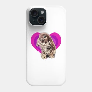 Super cute 3D baby mini lop rabbit on a rainbow heart! Phone Case