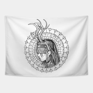 Heilung shaman with runes pagan viking Tapestry