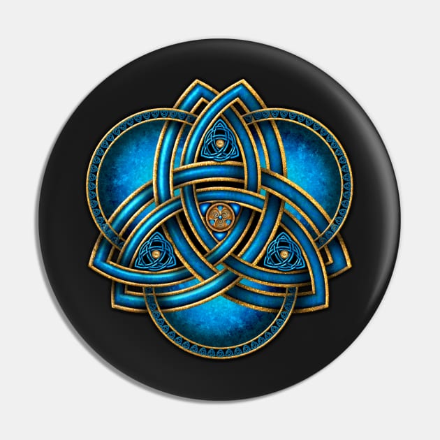 Celtic Triquetra - Blue and Gold Pin by NaumaddicArts