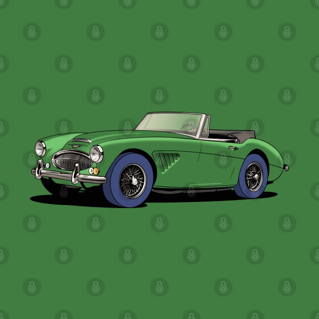 Austin-Healey 3000 British sports car in green by Webazoot