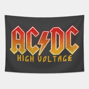 Vintage ACDC Distressed Satire Tribute Hard Rock Heavy Metal Logo Tapestry