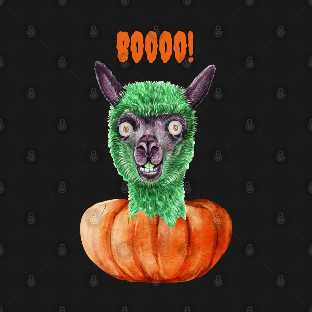 Creepy Cute Green Zombie LLama Alpaca Halloween Pumpkin Funny by Sniffist Gang