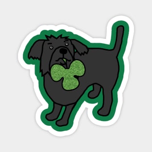 Cute Dog Holding Green Club Magnet