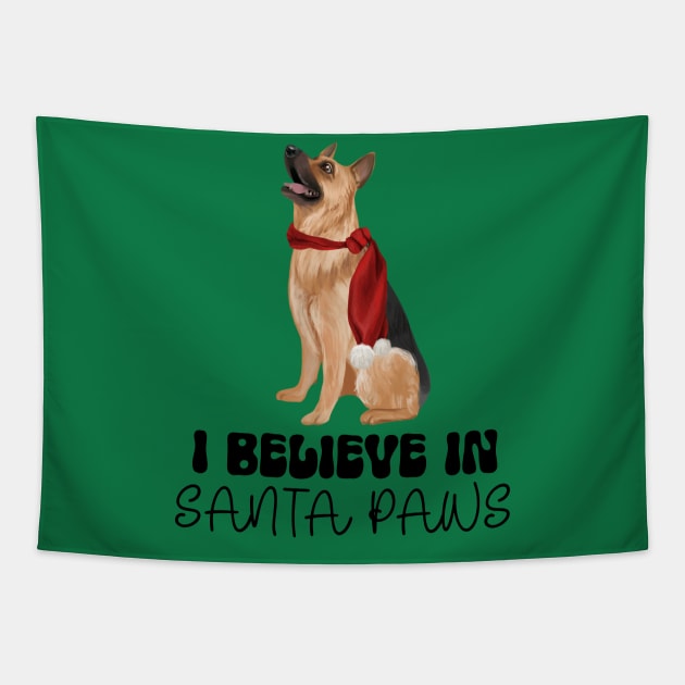 Santa Paws German Shepherd Christmas Tapestry by Curio Pop Relics