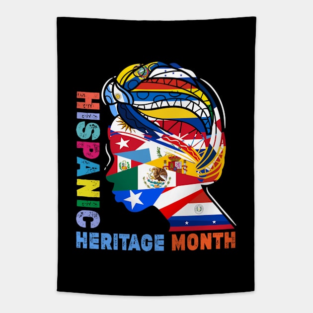 Hispanic Heritage Month Latino Countries Flags Proud Spanish Speaking American Tapestry by dianoo