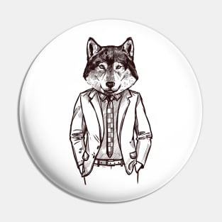 Wolf Hipster Pin