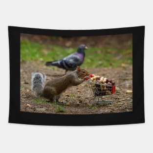 squirrel with shopping cart Tapestry