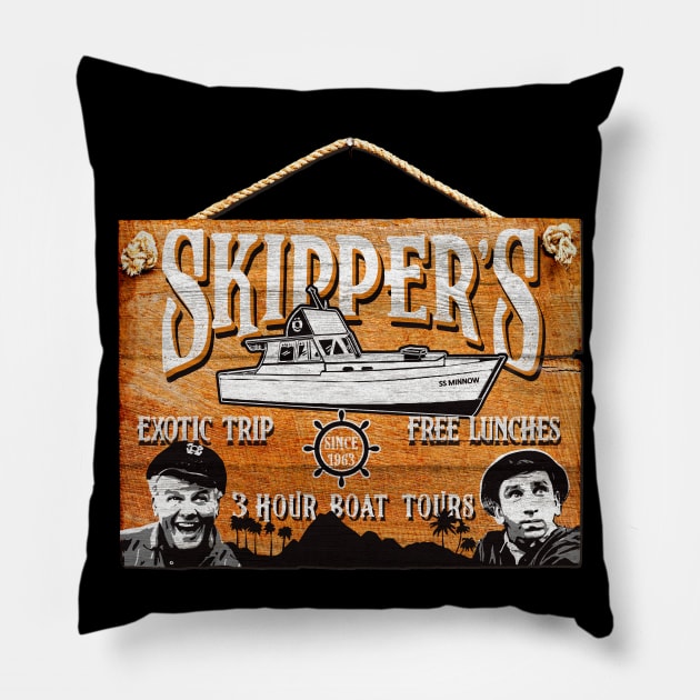 Skipper Gilligan's Island Wooden Sign Pillow by Alema Art