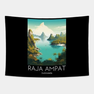 A Vintage Travel Illustration of Raja Ampat - Indonesia Tapestry