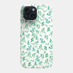 Elegant Olive branch Green White Pattern Phone Case