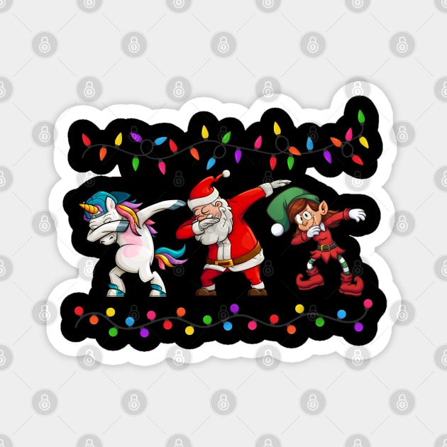 Dabbing Santa Elf Unicorn Christmas Magnet by medrik