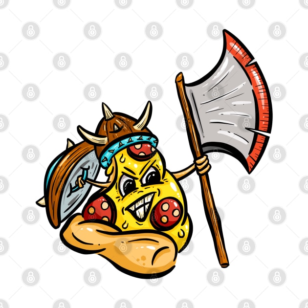 Warrior Viking Pizza Character Pepperoni Axe Gaul by Squeeb Creative