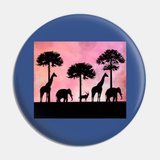 Retro Vintage Sunset Africa At Night Pin