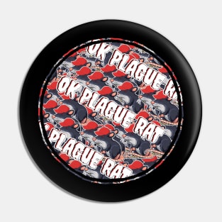 OK Plague Rat Red Hat Crowd Design Diagonal Print Circle Pin