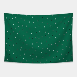 Festive Silver Polka Dots on Green Tapestry