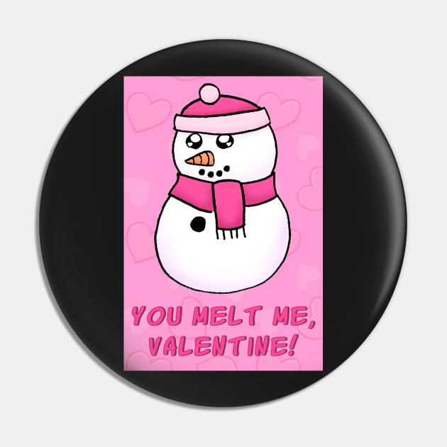 Cute Cartoon Snow Man Valentine's Day Card Pin by dogbone42