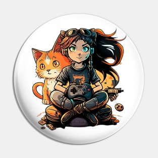 Kawaii game girl with cat ears Pin