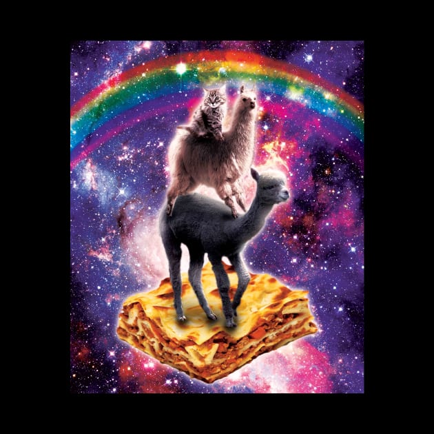 Space Cat Llama Alpaca Riding Lasagne by Random Galaxy