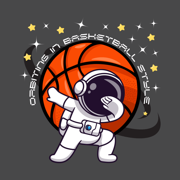 Funny Basketball Dabbing Astronaut Art Design by mieeewoArt