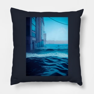 The Ocean Sea Wave In City. Pillow