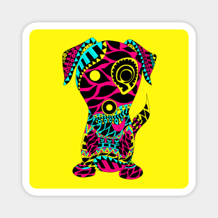 tribal dog with rasta love tattoo ecopop in yellow art Magnet