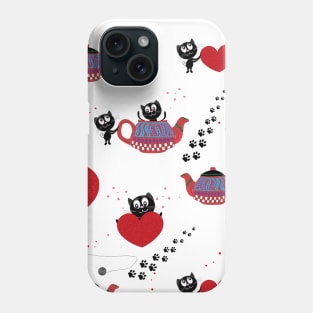 Teapot with black cats Phone Case