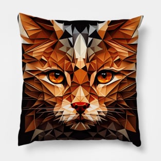 Triangle Cat - Abstract polygon animal face staring Pillow