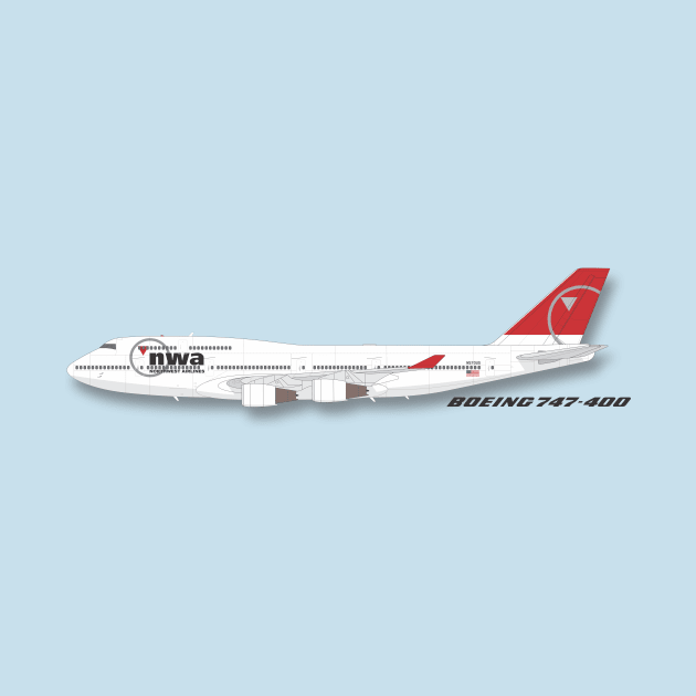 Northwest Airlines Boeing 747-400 airliner by GregThompson