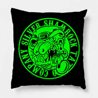 Silver Shamrock Tattoo Company Leprechaun Fink in Green! Pillow
