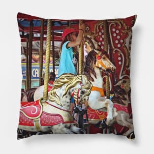 Little Girl on Merry-Go-Round Pillow