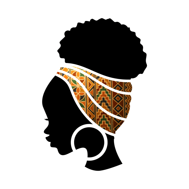 Afro Hair Woman with African Pattern Headwrap by dukito