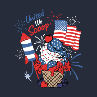 Patriotic Ice Cream Cup American Flag Independence Day T-Shirt