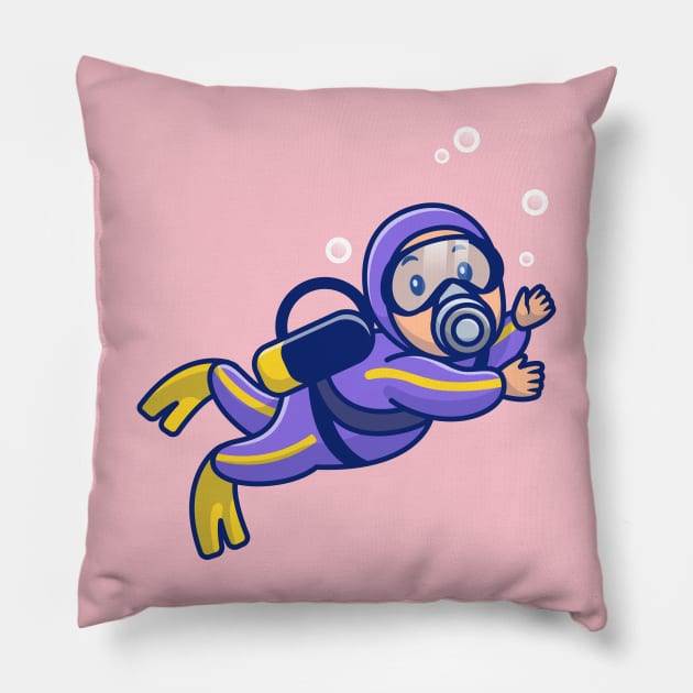 Cute People Diving Pillow by Catalyst Labs