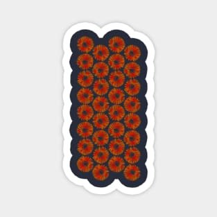 Red and Orange Daisy Flower Pattern (on navy) Magnet