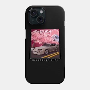 Toyota Supra MK4 A80 under Sakura tree JDM Car Phone Case