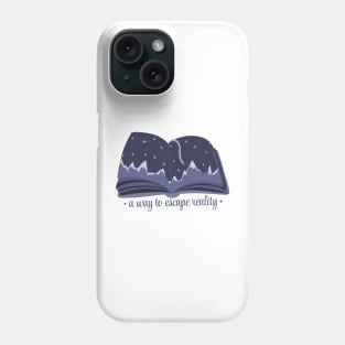 A way to escape reality blue book with stars and mountains panorama (a design for readers) Phone Case