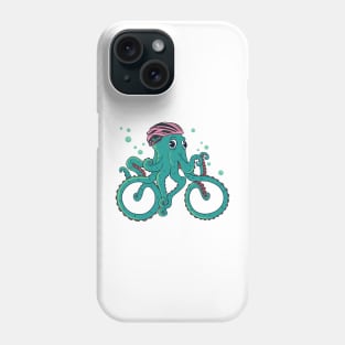 Octopus with bike helmet, Mimicking Riding a Bicycle Phone Case