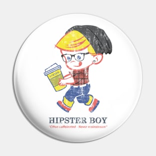 Hipster Boy distressed vintage - Parody illustration Pin