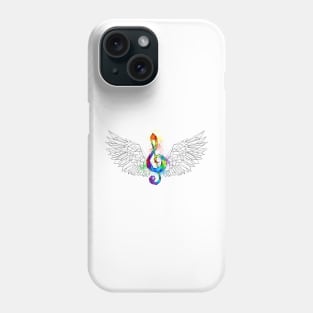 Rainbow Musical Key with Wings Phone Case