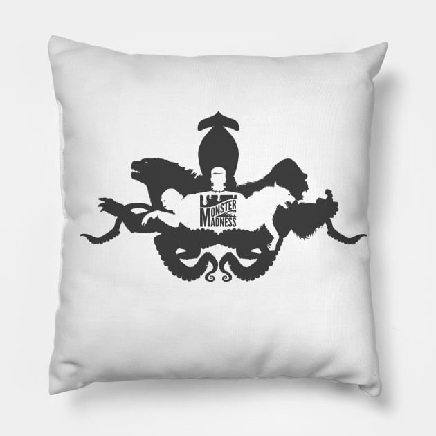 Monster Madness Podcast - Banner Logo Design Pillow by Erika Gwynn