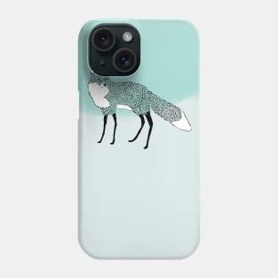 Black and white fox standing in the snow Phone Case