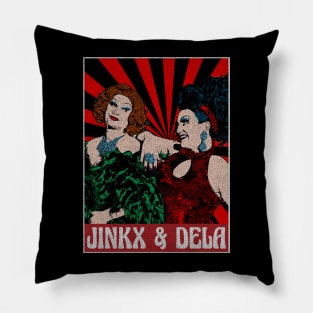 Vintage Jinkx and Dela Pop Art Pillow