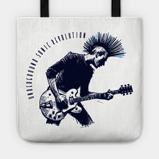 Punk Rock Guitar Player Graphic Tee | Mohawk Guitarist | Underground Sonic Revolution Tote