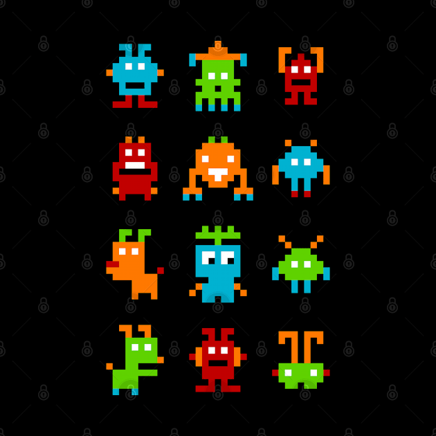 Funny Pixel Monster Creatures by MadeByBono