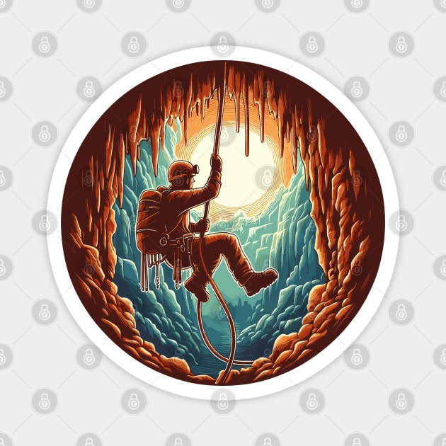 Retro Caving explore adventure Magnet by TomFrontierArt