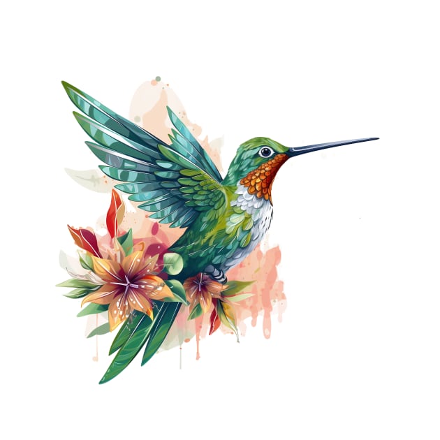 Watercolor Hummingbird by zooleisurelife