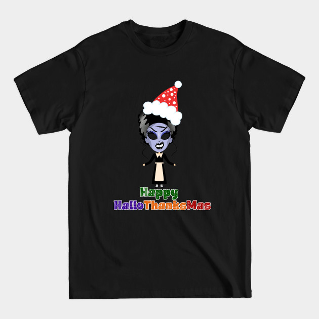 Disover HAPPY HALLOTHANKSMAS -Witch Pilgrim with Santa Hat - Hallothanksmas - T-Shirt
