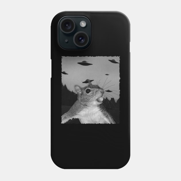 Cheeky Chatter Squirrel UFO, Trendy Tee for Woodland Enthusiasts Phone Case by Gamma-Mage