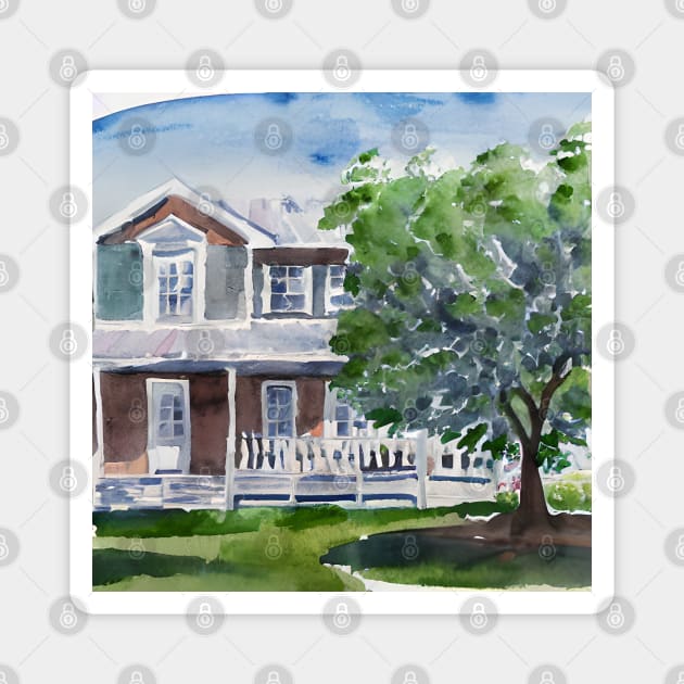 Farmhouse Watercolor Magnet by KayBee Gift Shop