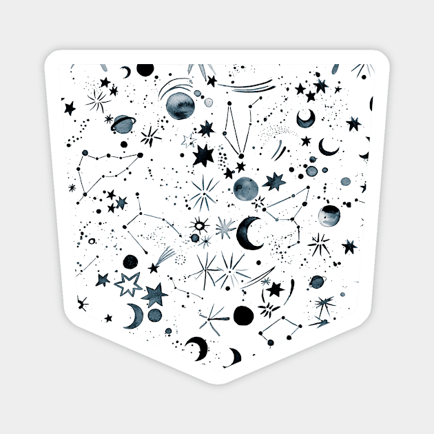 Pocket - HOROSCOPE CONSTELLATIONS PLANETS MOONS WHITE Magnet by ninoladesign